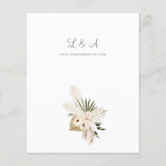 Budget LG Text Boho Pampas Grass Floral Wedding (Rückseite)