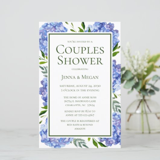 Budget LGBTQ Blue Hydrangeas Paare Dusche (Stehend Vorderseite)