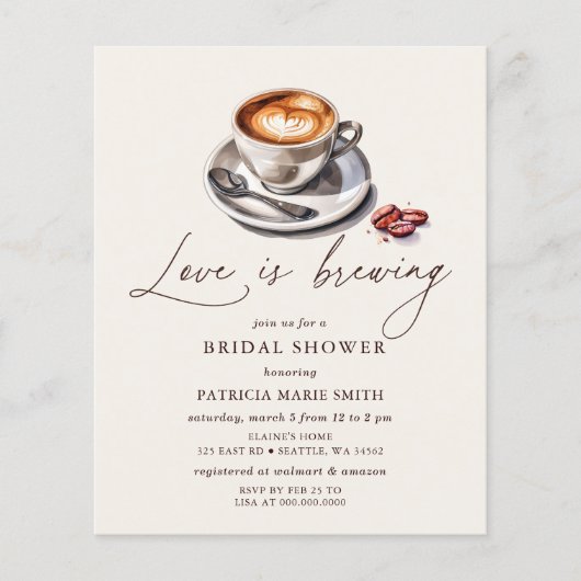 Budget Liebe ist Breffee Brautparty Einladung (Vorderseite)