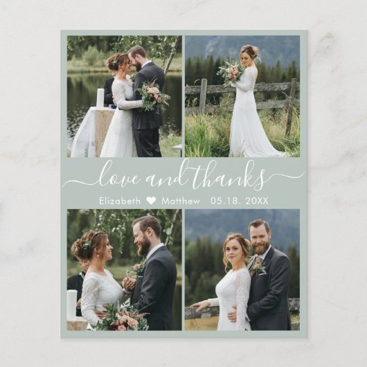 Budget Liebe und danke Collage Wedding Vielen Dank Flyer (Vorne)