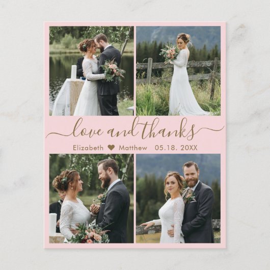 Budget Liebe und danke Collage Wedding Vielen Dank Flyer (Vorne)