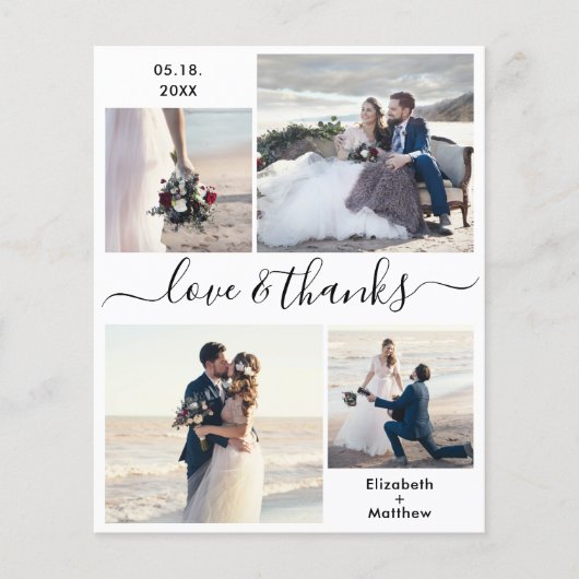 Budget Liebe und danke Collage Wedding Vielen Dank Flyer (Vorne)