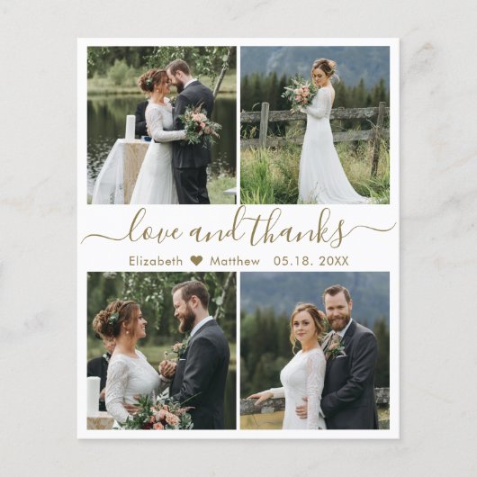 Budget Liebe und danke Collage Wedding Vielen Dank Flyer (Vorne)