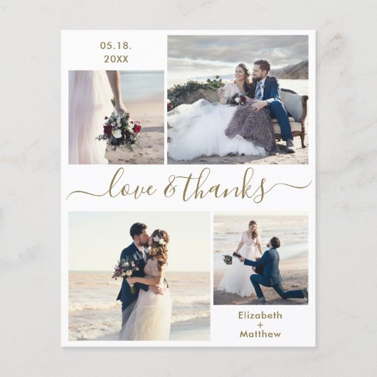 Budget Liebe und danke Collage Wedding Vielen Dank Flyer (Vorne)