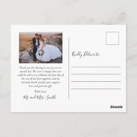 Budget Liebe und danke Collage Wedding Vielen Dank Postkarte (Rückseite)