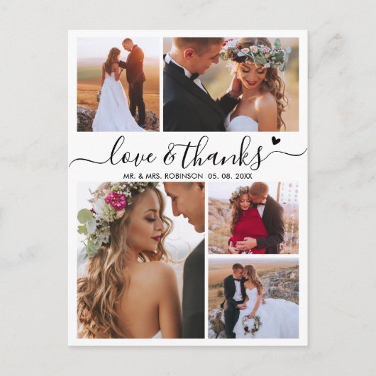 Budget Liebe und danke Collage Wedding Vielen Dank Postkarte (Vorderseite)