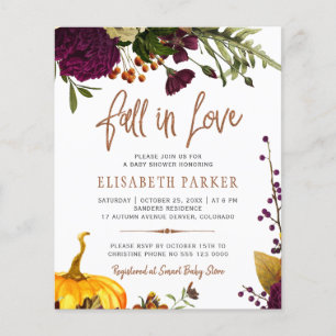 Budget Liebes Herbst Baby Shower Einladung Flyer