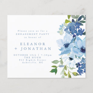Budget Light Blue Floral Engagement Party einladen