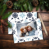 Budget Light Blue Snowflake Foto Weihnachtskarte