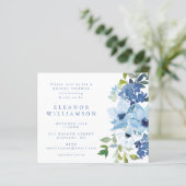 Budget Light Blue Watercolor Floral Brautparty (Stehend Vorderseite)