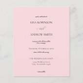 Budget Light Pink Calligraphy Wedding (Vorderseite)