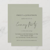 Budget Light Sage Wedding Abend Party Einladung (Vorne/Hinten)