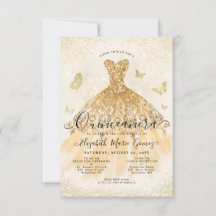 Budget Light Yellow Gold Glitzer Quinceanera