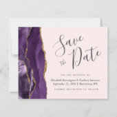 Budget Lila Agate Blush Wedding Save the Date (Vorderseite)