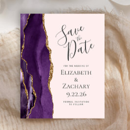 Budget Lila Agate Blush Wedding Save the Date