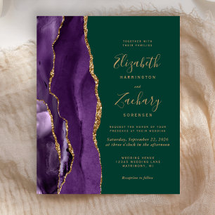 Budget Lila Agate Emerald Green Wedding Einladung