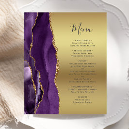 Budget Lila Agate Glam Gold Foil Wedding Menü