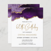 Budget Lila Agate Gold 60. Geburtstag Einladung (Vorne/Hinten)