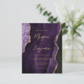 Budget Lila Agate Script QR Code Wedite Einladung (Stehend Vorderseite)
