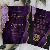 Budget Lila Agate Script QR Code Wedite Einladung
