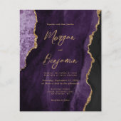 Budget Lila Agate Script Wedding Einladung (Vorderseite)