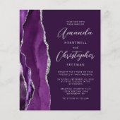 Budget Lila Agate Silver Plum Einladung Hochzeit (Vorderseite)