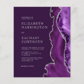 Budget Lila Agate Silver Plum Einladung Hochzeit (Vorderseite)