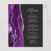 Budget Lila Agate Silver Script Wedding Menu (Vorderseite)