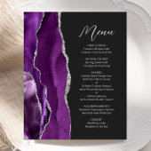 Budget Lila Agate Silver Script Wedding Menu