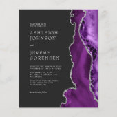Budget Lila Agate Silver Wedding Einladung (Vorderseite)