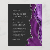 Budget Lila Agate Silver Wedding Einladung (Vorderseite)