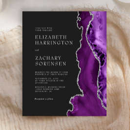 Budget Lila Agate Silver Wedding Einladung