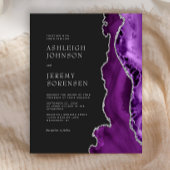 Budget Lila Agate Silver Wedding Einladung