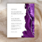 Budget Lila Agate Silver Wedding Einladung