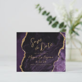Budget Lila Agate Wedding Save the Date (Stehend Vorderseite)