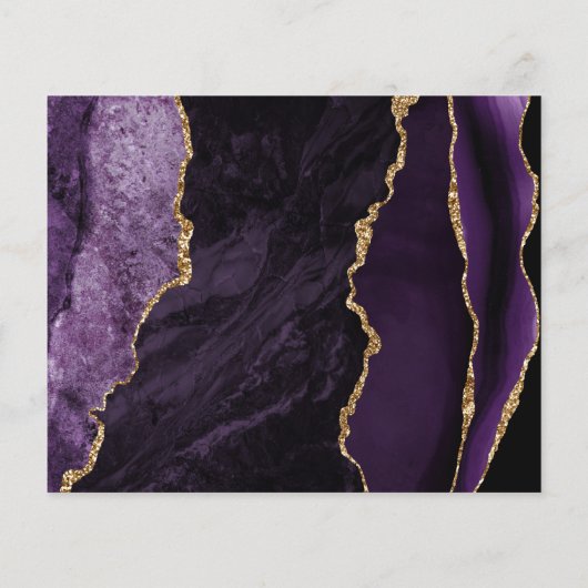 Budget Lila Agate Wedding Save the Date (Rückseite)