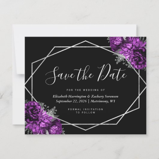 Budget Lila Bläserschwarz Hochzeit Sichern Sie das (Vorderseite)