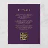 Budget Lila Blue Floral Gold QR Code Hochzeit (Rückseite)