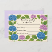 Budget Lila/Blue Hydrangea RSVP Card (Vorne/Hinten)