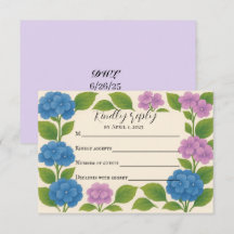 Budget Lila/Blue Hydrangea RSVP Card
