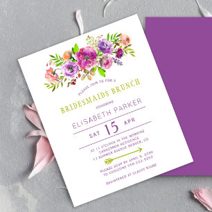 Budget lila Blumen-Brautjungfern-Brunch-Einladung