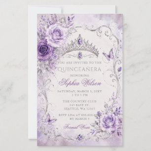 Budget Lila Blumen Schmetterling Quinceañera Foto