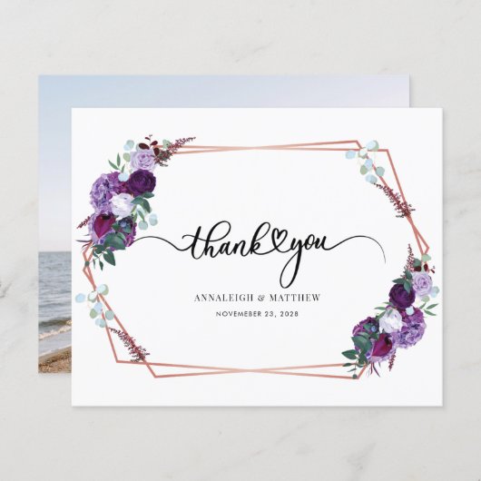 Budget Lila Blumenhochzeit Foto Vielen Dank (Vorne/Hinten)