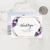 Budget Lila Blumenhochzeit Foto Vielen Dank Mitteilungskarte (Vorderseite/Rückseite Beispiel)