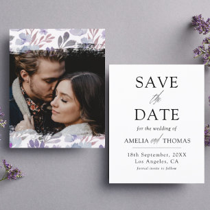 Budget Lila Blumige Save-the-Date-Ankündigung
