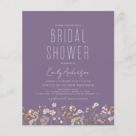 Budget Lila Boho Wildblume Brautparty (Vorderseite)