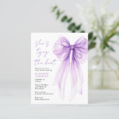 Budget Lila Bow Watercolor Brautparty Einladung (Stehend Vorderseite)