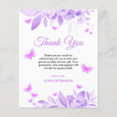 Budget Lila Butterfly Baby Dusche Danke Karte (Vorderseite)