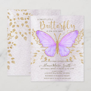Budget Lila Butterfly Baby Dusche Einladung