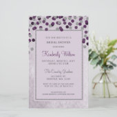 Budget Lila Confetti Bridal Dusche Einladung (Stehend Vorderseite)